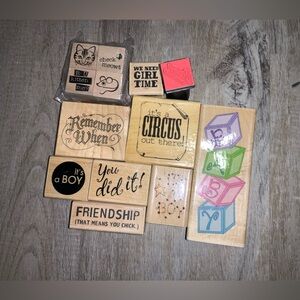 (Bin 4) Bundle of 13 stamps, w/ various phrases